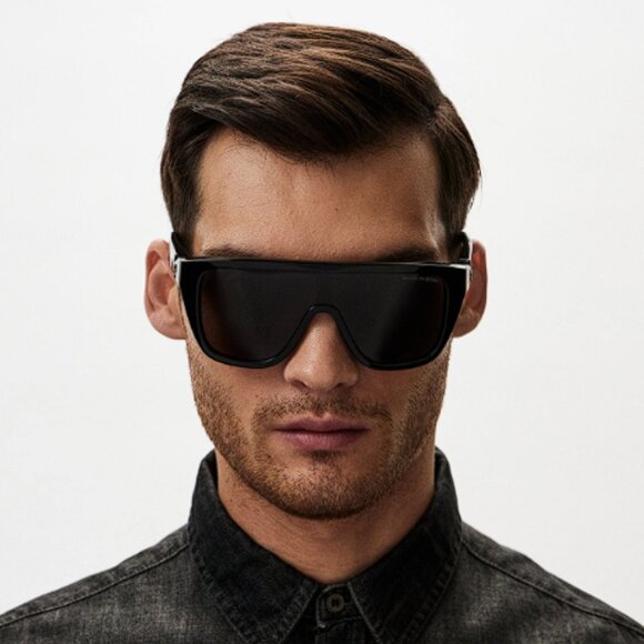 NEW ALEXANDER MCQUEEN AM0430S 001 BLACK SHIELD SUNGLASSES ALEXANDER MCQUEEN - Picture 1 of 10